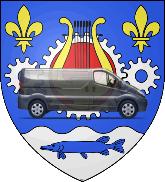 camion sur blason ville de Mantes-la-Ville