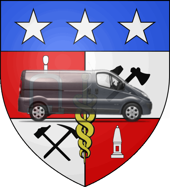 camion sur blason ville de Montceau-les-Mines