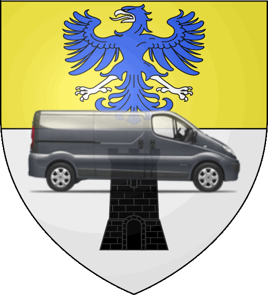 camion sur blason ville de Sablé-sur-Sarthe