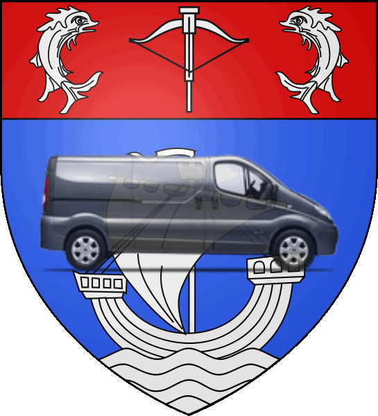camion sur blason ville de Villeneuve-la-Garenne