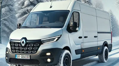 camion vehicule utilitaire avec pneus neige roulant sur la neige