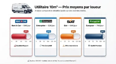 Comparatif des prix de location d'un utilitaire 10m³ selon les loueurs en France