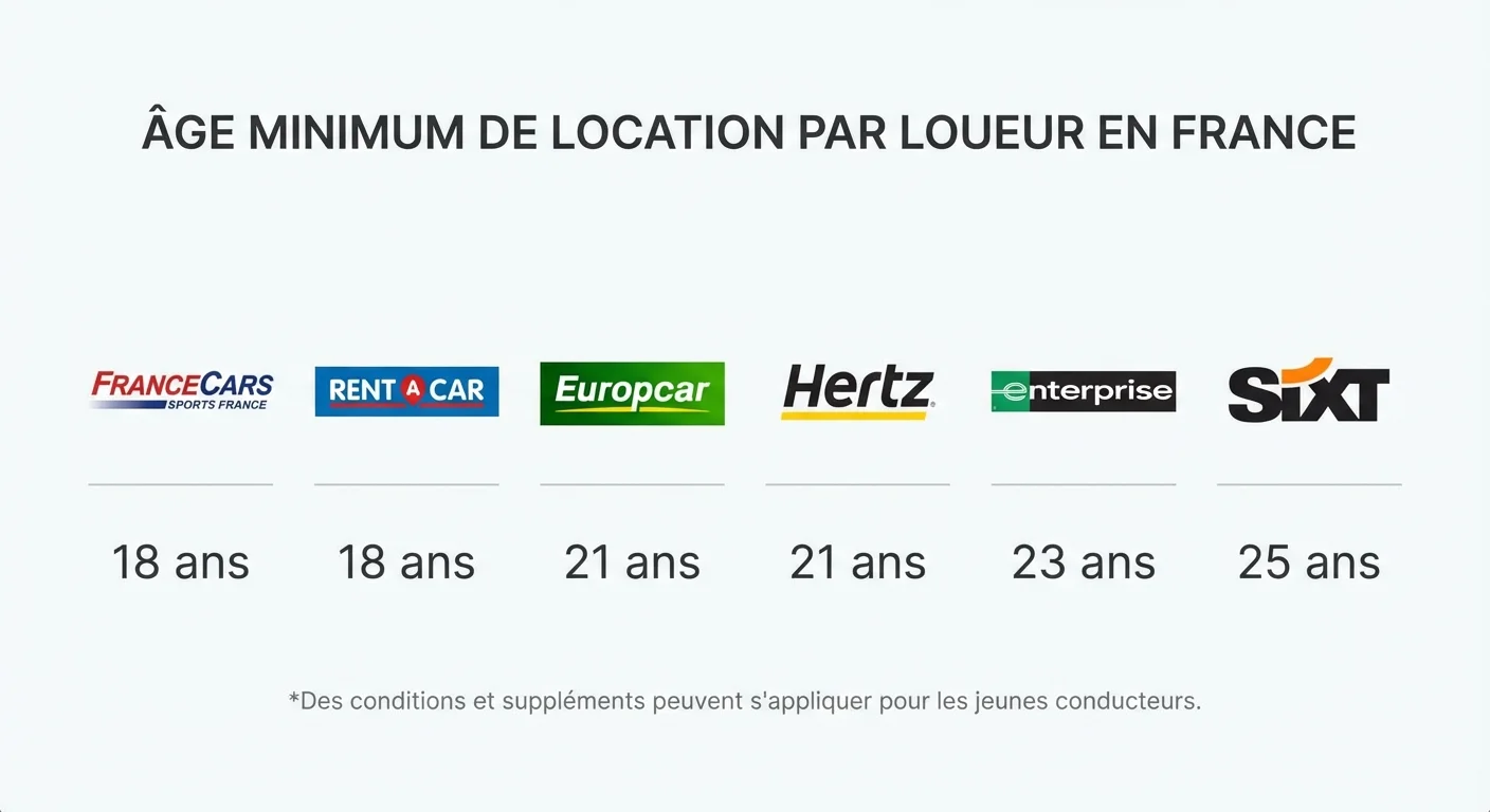Comparatif des âges minimum pour louer un utilitaire selon les loueurs