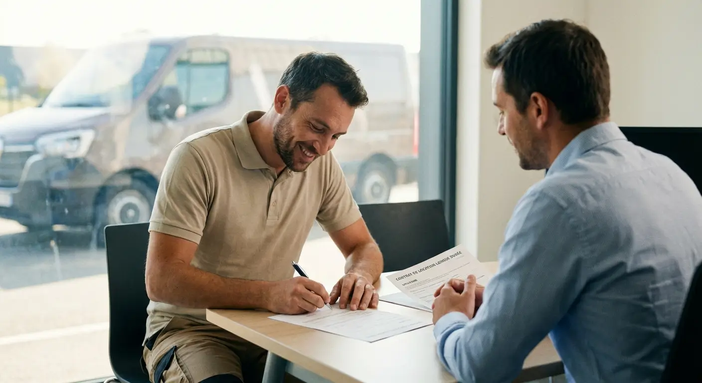 Artisan signant un contrat de location longue durée