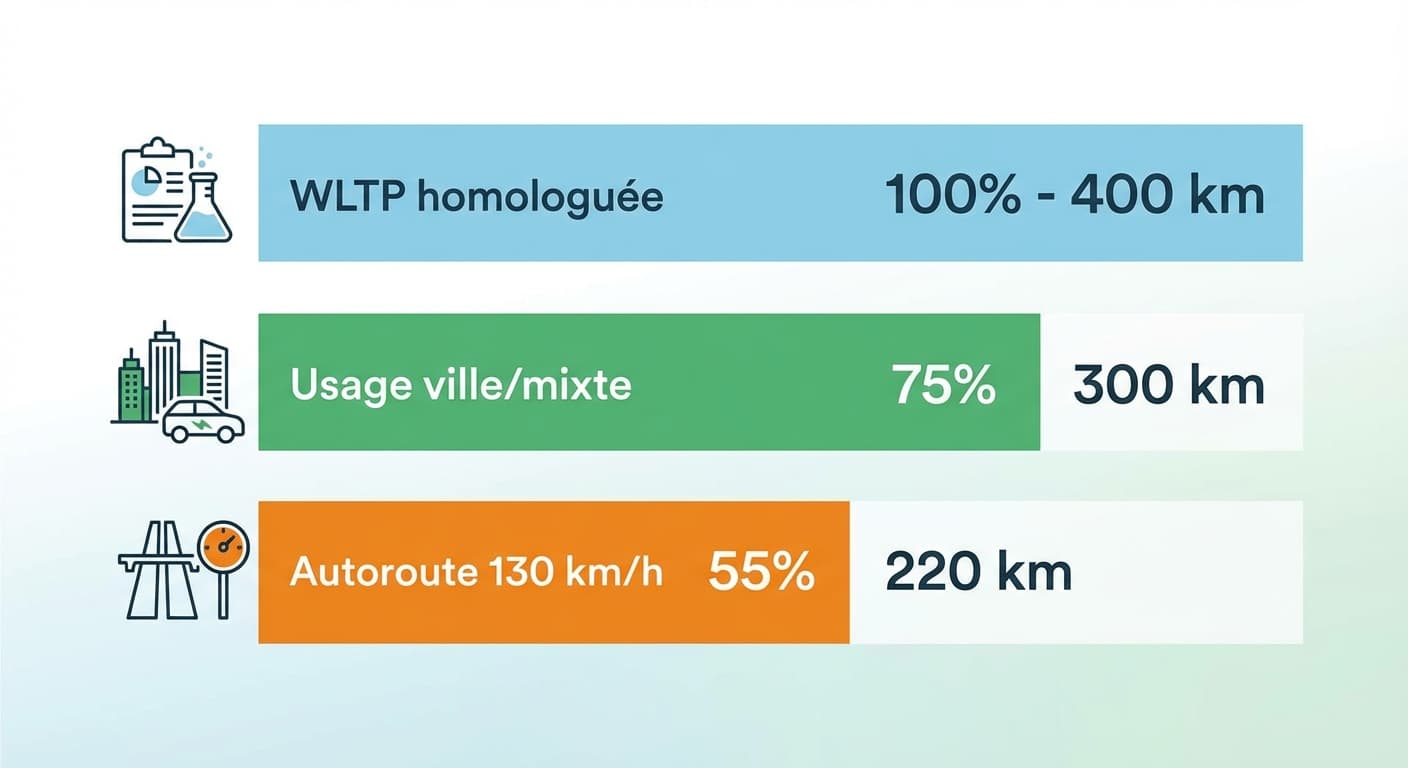Graphique comparant l'autonomie en ville vs autoroute pour un utilitaire électrique