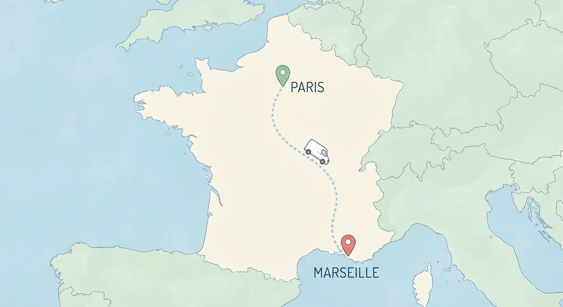 Location aller simple : illustration d'un trajet Paris-Marseille en utilitaire