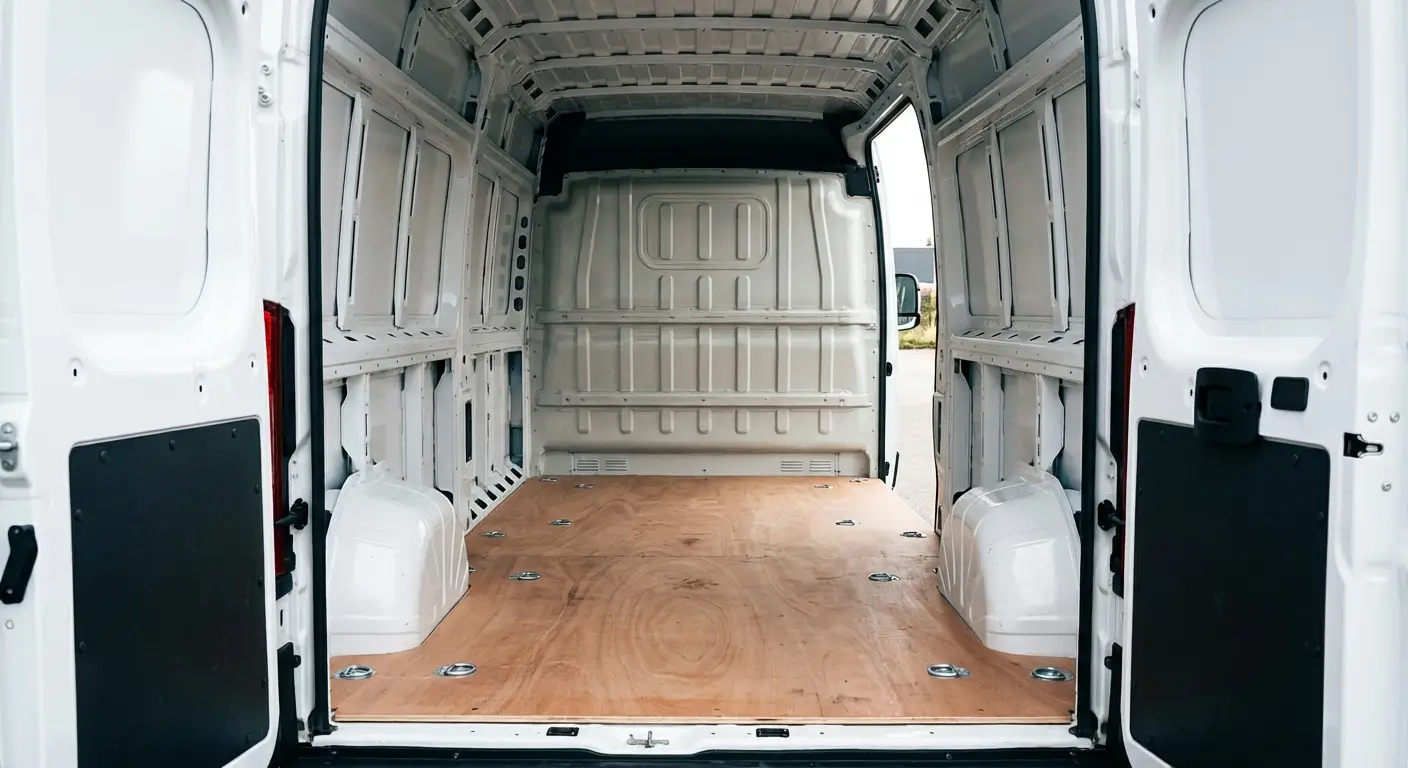 Intérieur vide d'un utilitaire prêt à être chargé