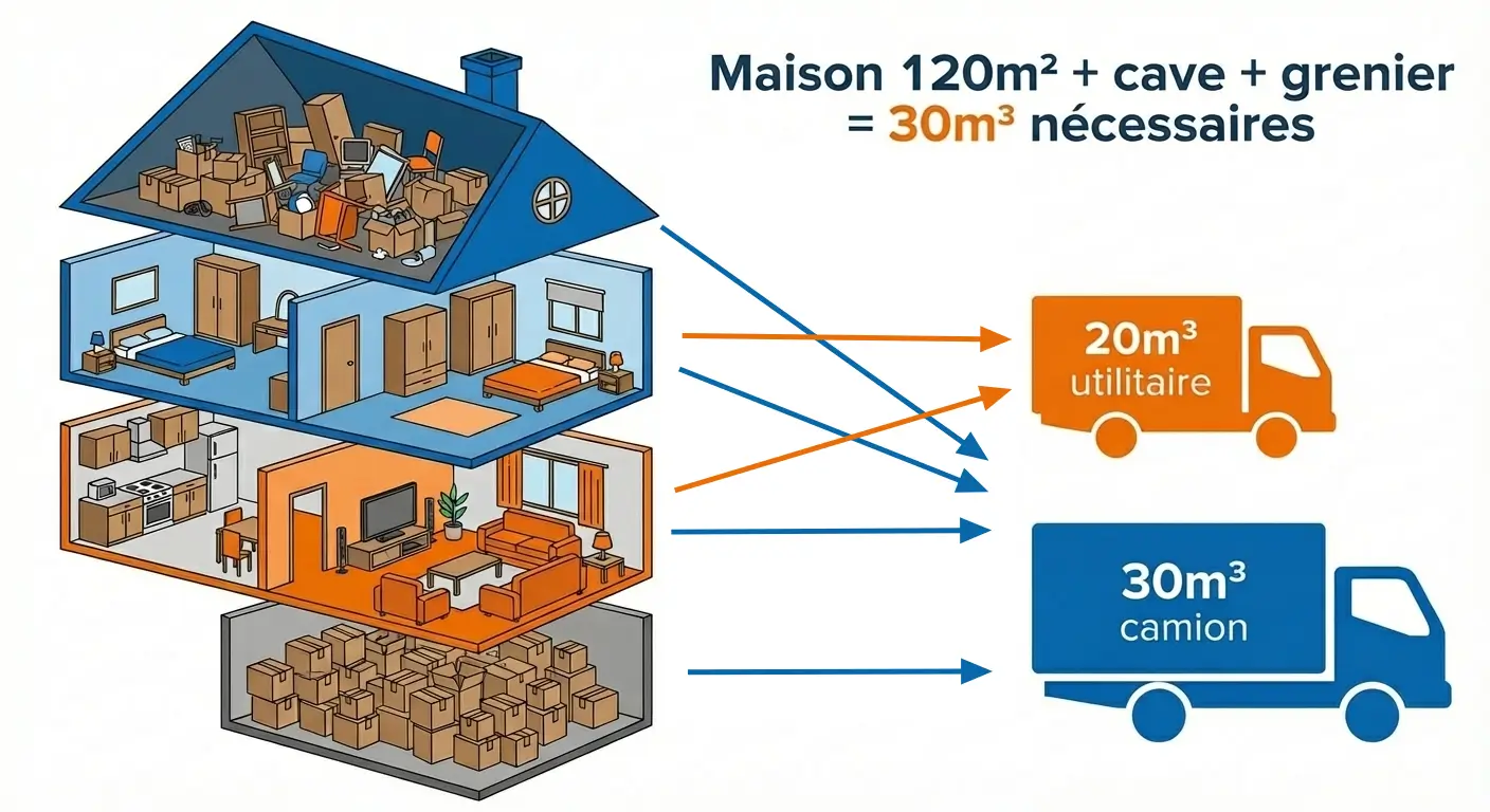 Famille calculant le volume nécessaire pour leur déménagement