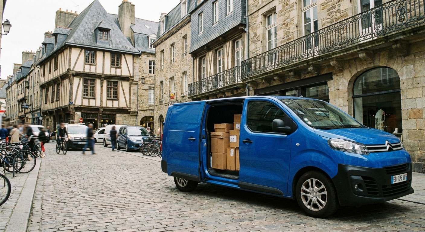 Citroën ë-Jumpy en situation de livraison en centre-ville
