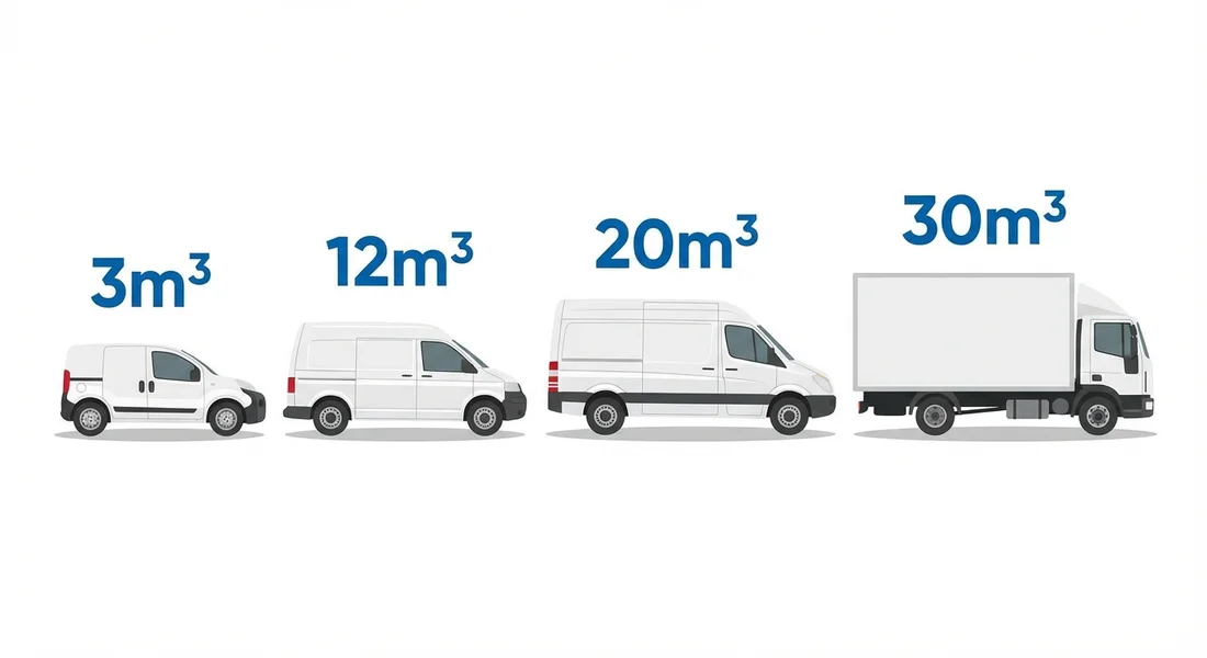 Comparaison des volumes d'utilitaires de 3m³ à 30m³ pour choisir le bon véhicule de déménagement