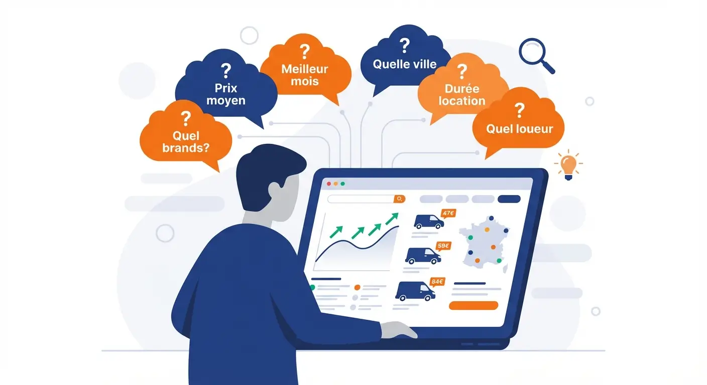 Illustration représentant des questions fréquentes sur les prix de location