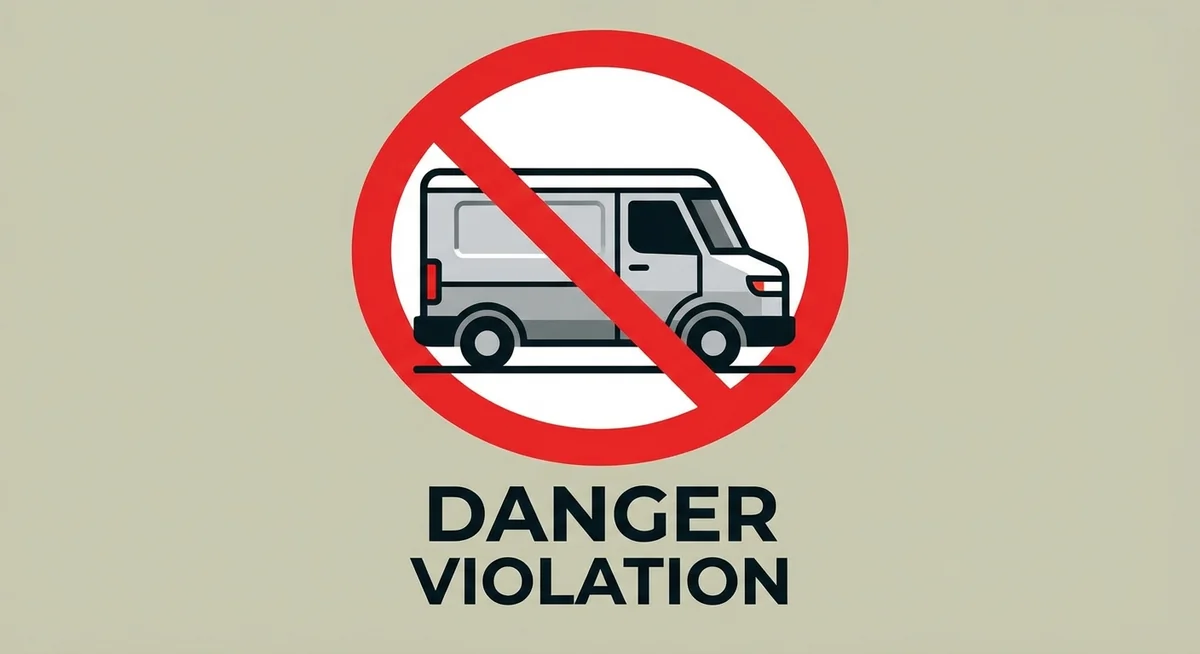 Symbole d'interdiction indiquant les conséquences de la conduite d'un utilitaire sans permis approprié