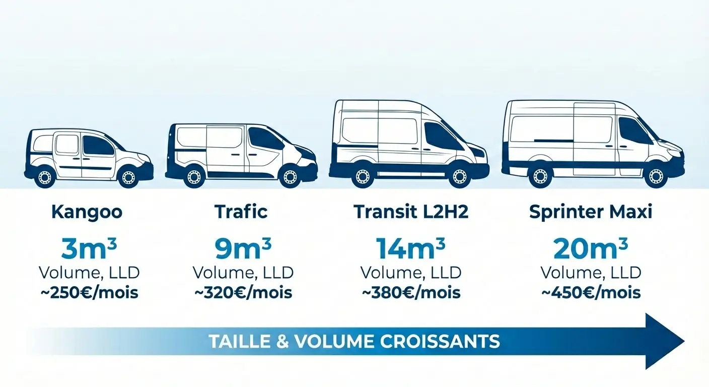 Gamme complète de véhicules utilitaires disponibles en location longue durée
