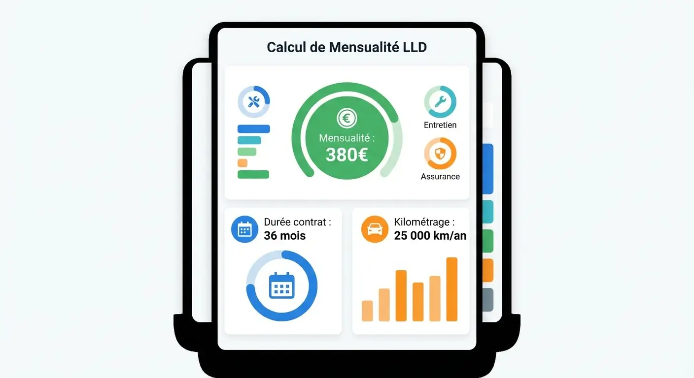 Calcul des mensualités LLD avec tableau de bord financier professionnel
