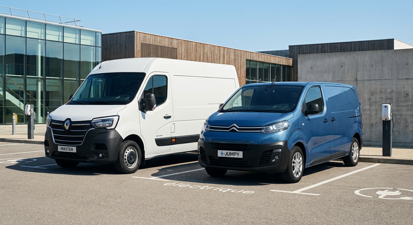 Comparaison visuelle Renault Master E-Tech et Citroën ë-Jumpy côte à côte