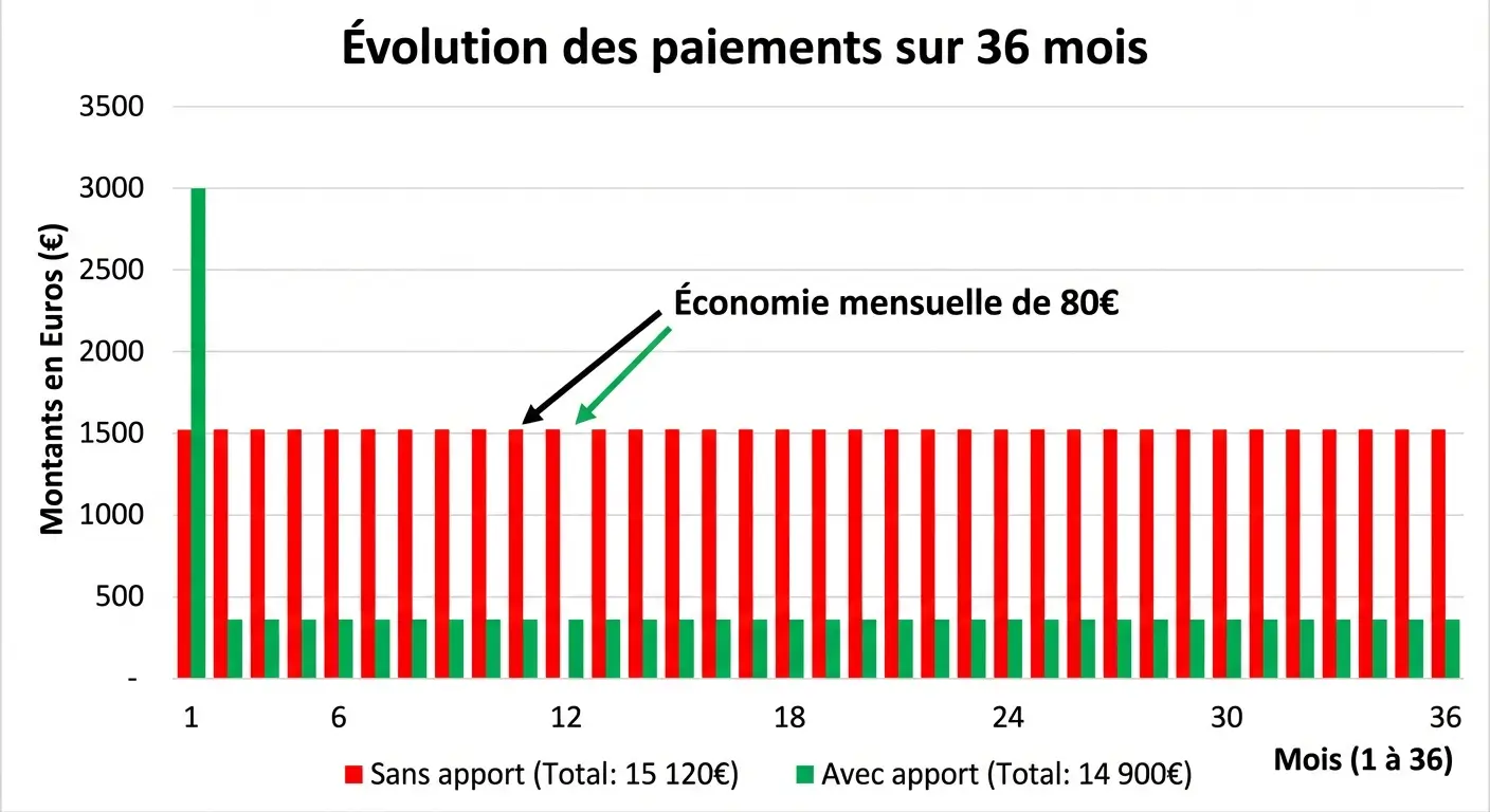 Évolution des mensualités LLD avec apport initial