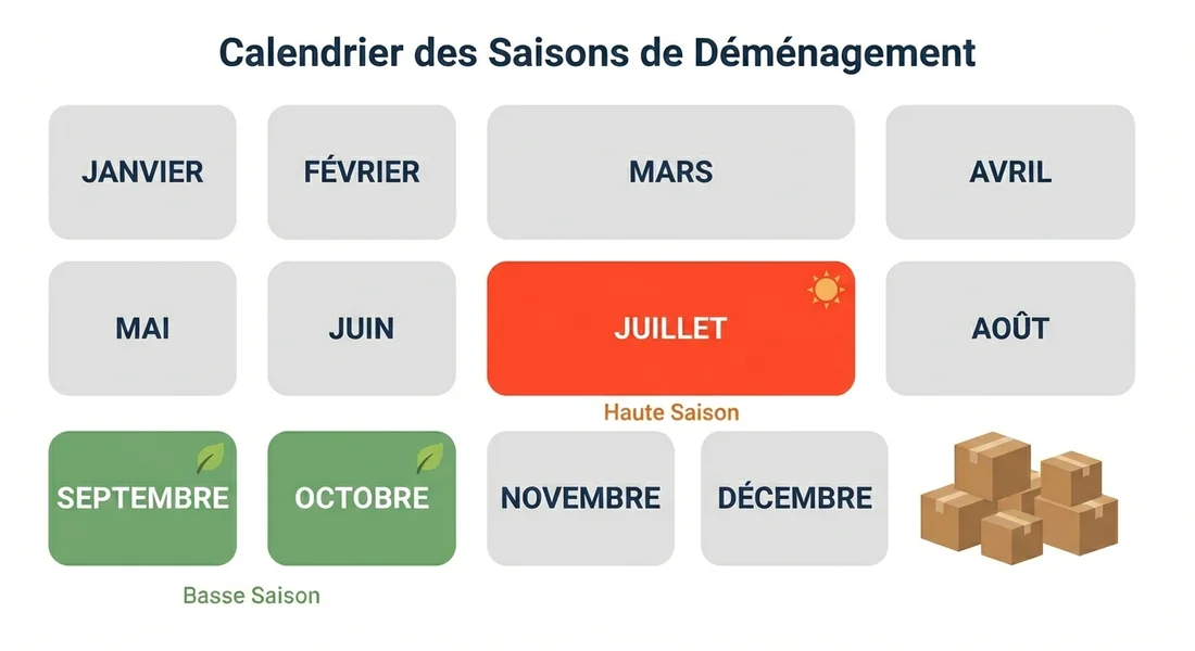 Calendrier des meilleures périodes pour louer un utilitaire de déménagement