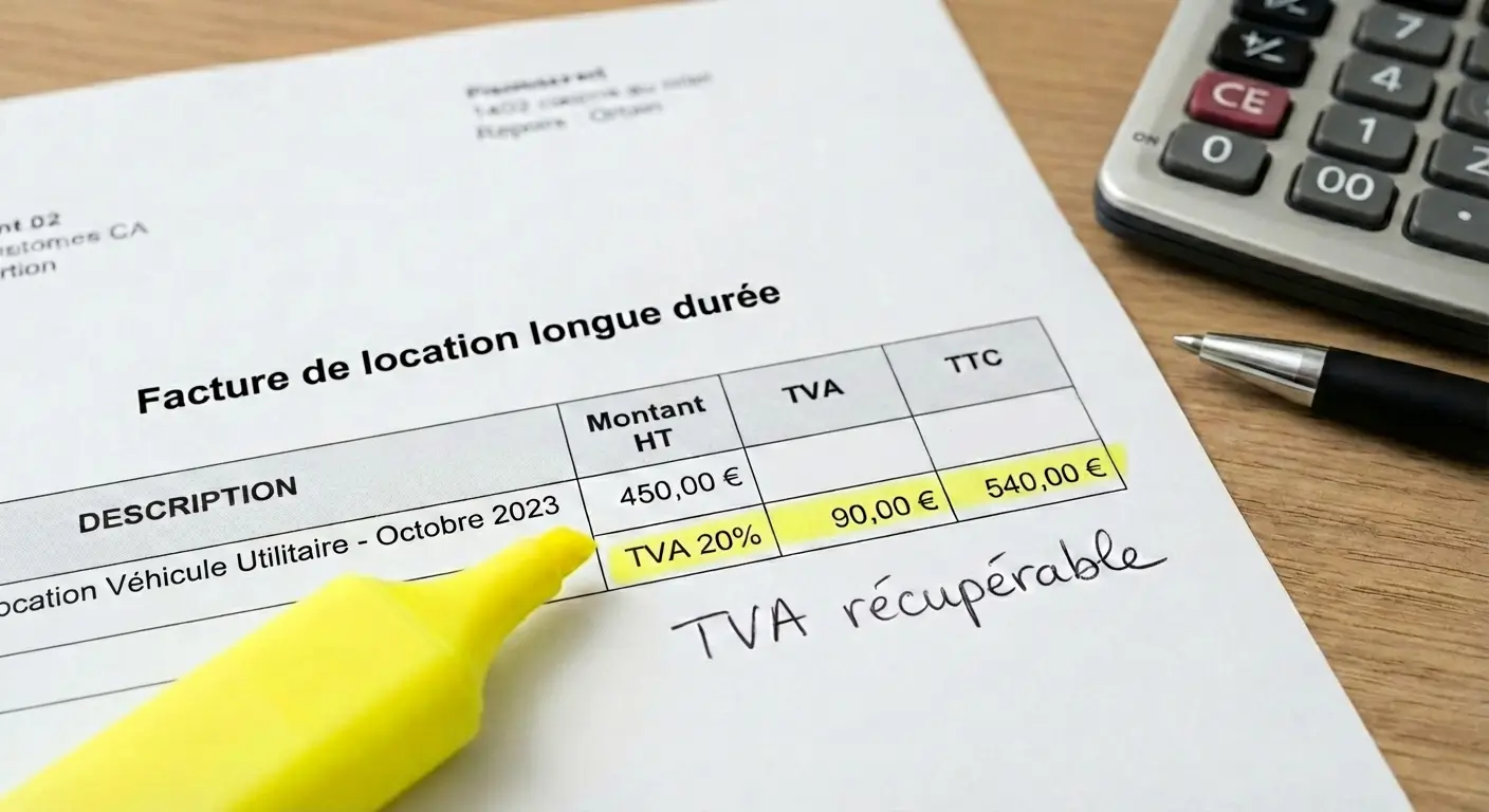 Facture LLD avec ligne TVA récupérable mise en évidence