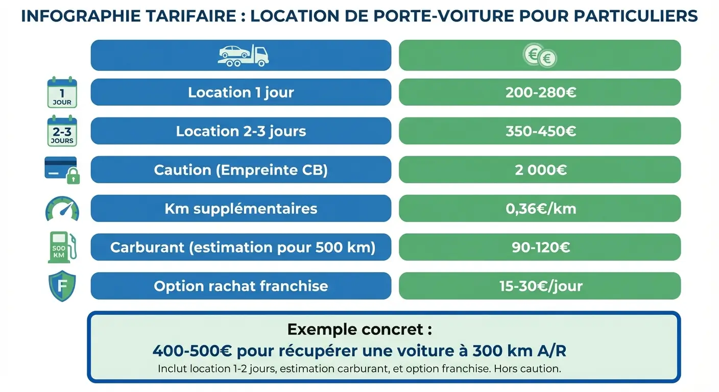 Récapitulatif des coûts location porte-voiture