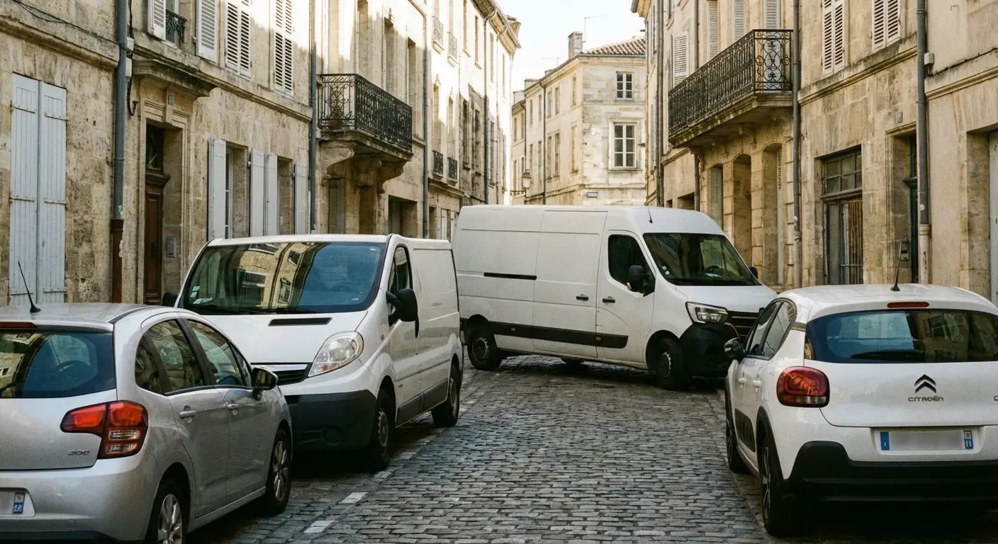 Fourgon 6m³ et 10m³ dans un environnement urbain avec stationnement