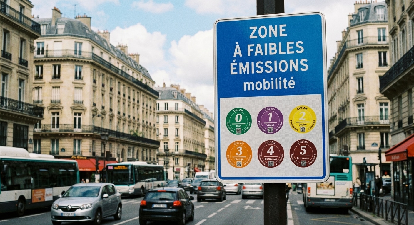 Panneau d'entrée de zone à faibles émissions avec vignette Crit'Air