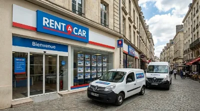 façade d'une agence Rent A Car en centre-ville
